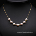 Exquisite 18K Gold Chain Women Jewelry Real Pearl Necklace